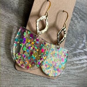 Confetti Gold Diamond Dangle Earrings